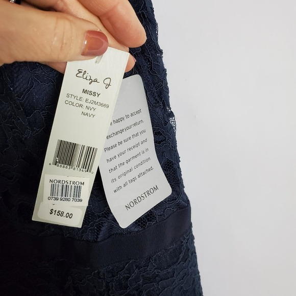 Eliza J. Peplum lace dress size 12 Navy Blue NWT - Picture 4 of 8